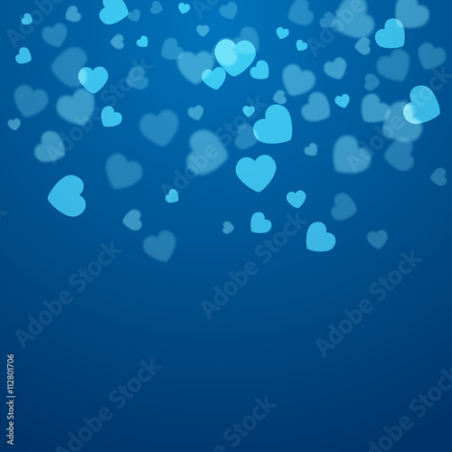 Blue Valentine hearts, wedding valentine holiday background with hearts