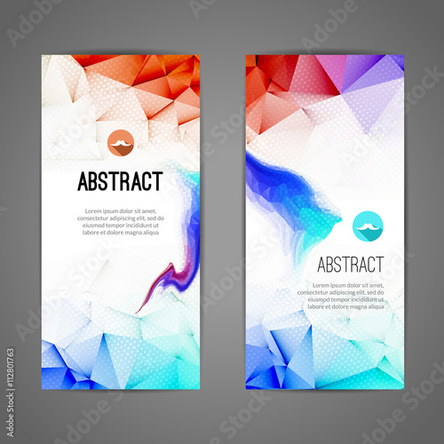 Set of polygonal and triangular waves geometric banners for modern design. Web, commerce, events 