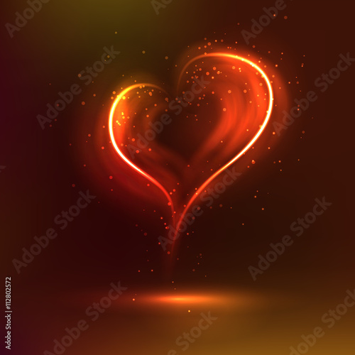 Valentine heart  glowing romantic flame in dark  valentines day background for invitation card flyer cover magazine or book