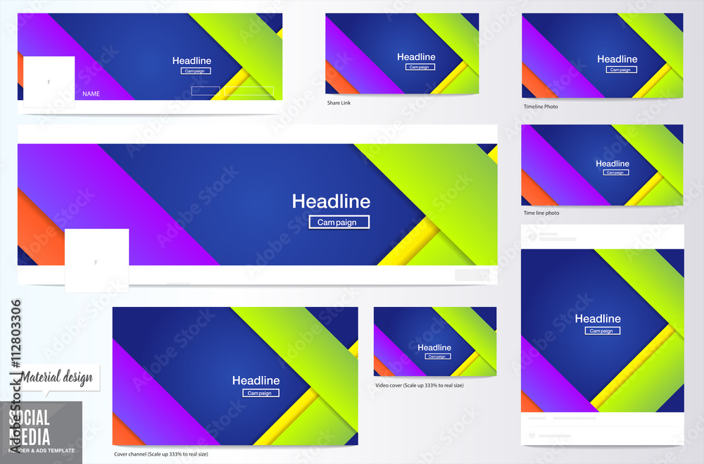 Fototapeta premium Vector,set of Social media Cover and ads layout background, Mate