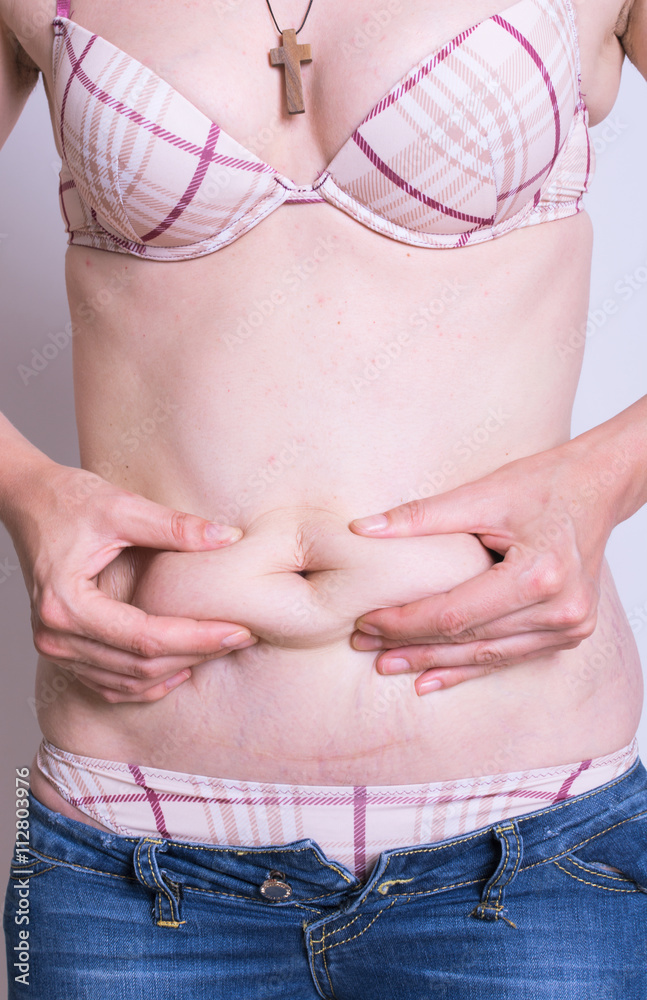 Naklejka premium belly of fat woman
