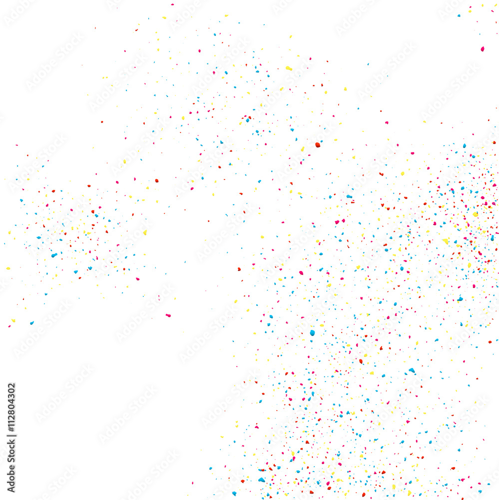 Colorful glitter shine texture on a white background. Colorful explosion of Confetti. Colorful abstract particles on a light background. Isolated Holiday Design elements. Vector illustration.