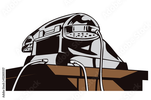 Object in retro style. Retro phone.