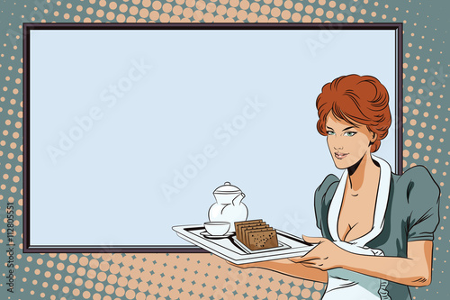 The waitress with a tray. Poster.