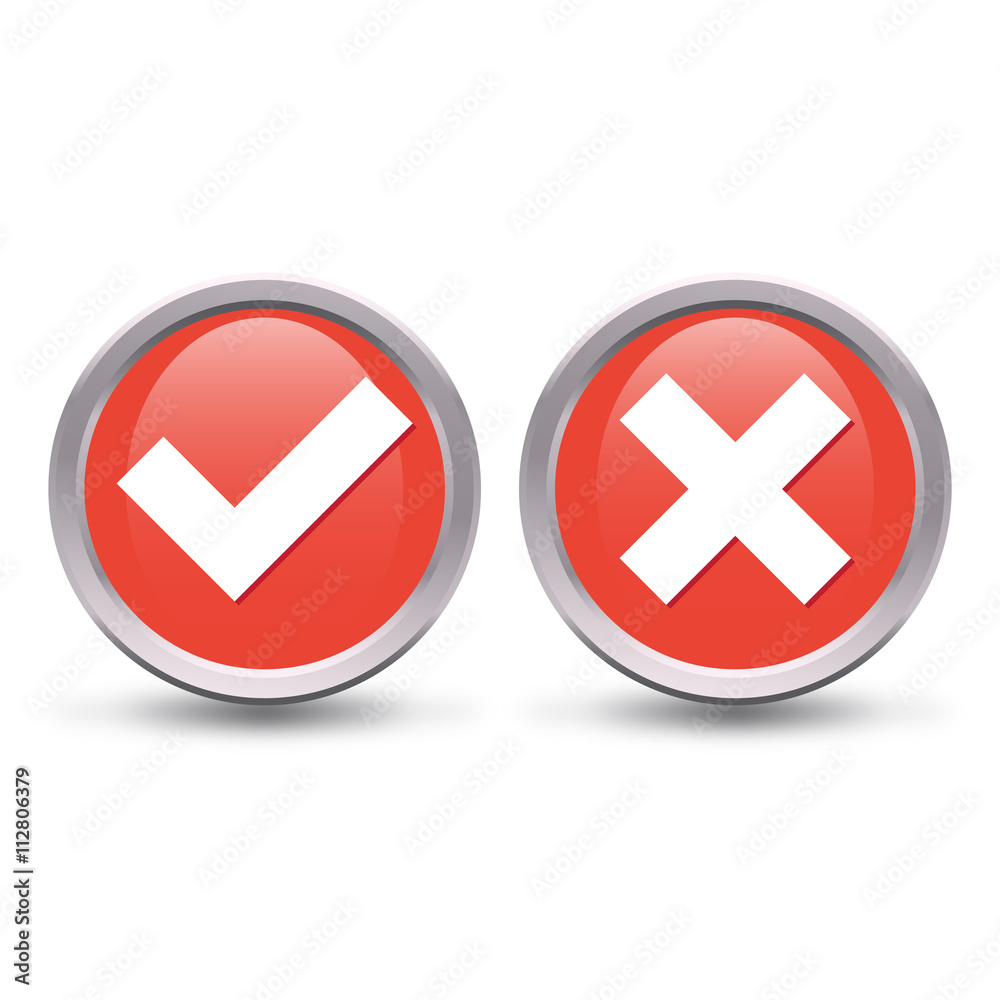 Button Edition Vector checkmark crossmark red