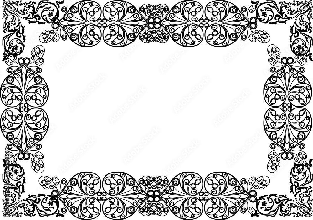 black wide sipmle decorated by curls frame