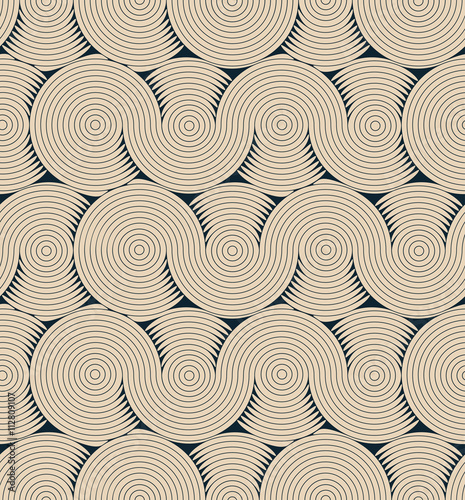 a stylized brain matter pattern seamless tile, in black and beige shades