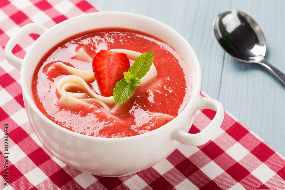 Home made soup with strawberries. Home made soup with strawberries.