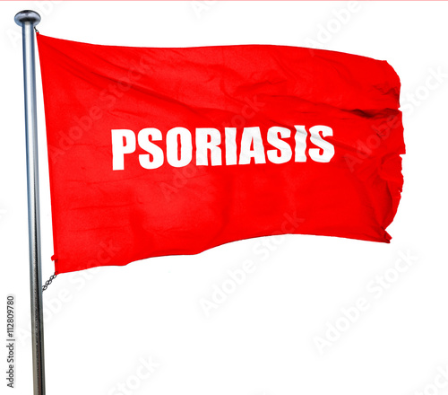 psoriasis, 3D rendering, a red waving flag