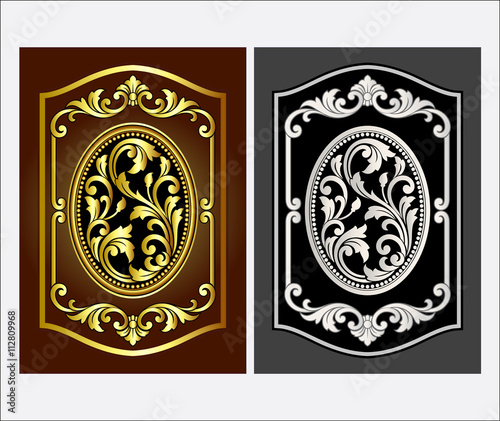 Vector vintage border frame engraving with retro ornament Vector