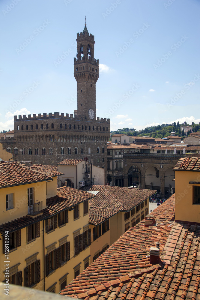 Italia,Toscana,Firenze, Palazzo Vecchio e la città.