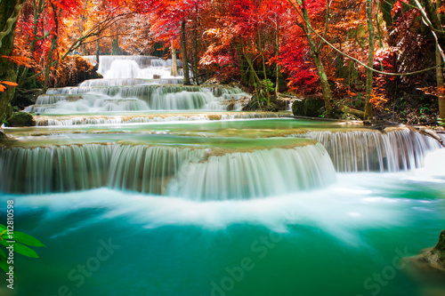 Waterfall in beautiful autumn forest © totojang1977