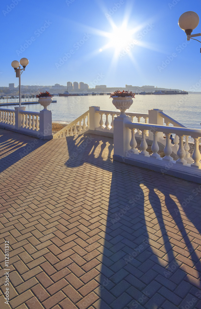 The black sea, Gelendzhik. Sunny day on the seaside promenade.