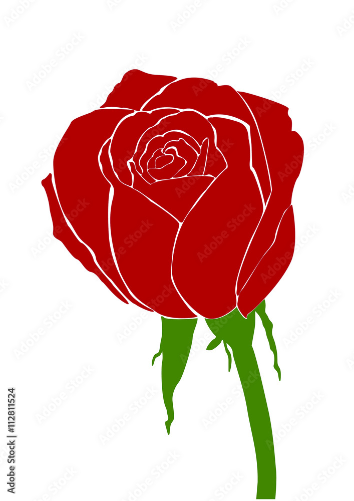 Stock Vector Illustration rose icon isolated with white Stock Vector Illustration rose icon isolated with white