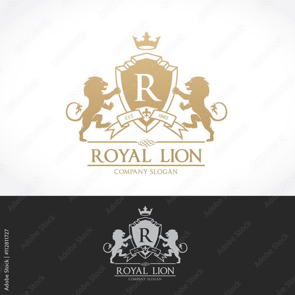 Obraz premium luxury logo template,boutique brand,real estate,property,royalty,crown logo,crest logo,hotel logo. Vector Logo Template.