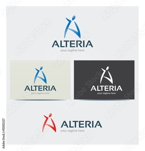 Logo Lettre A Personnage Silhouette Carte de Visite et Charte Graphique Entreprise Plusieurs Couleurs