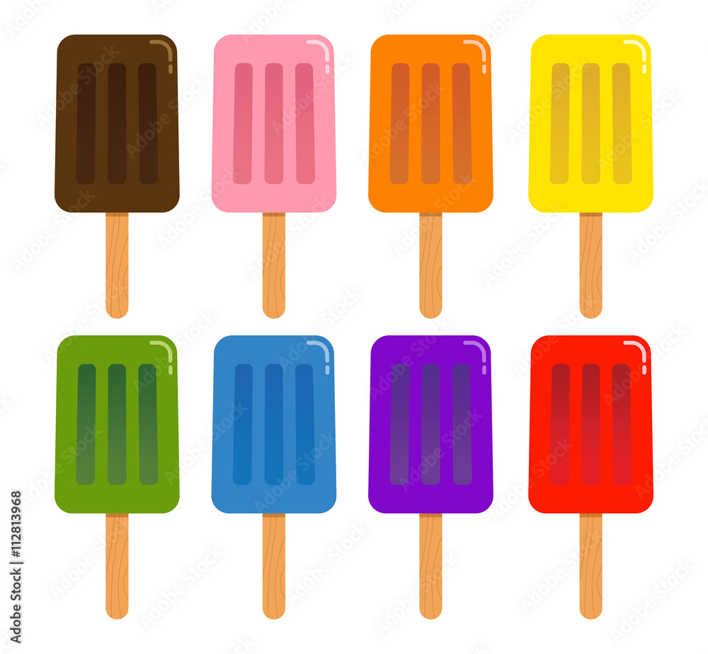 Collection of Colorful Ice Cream Popsicle in Different Flavor Collection of Colorful Ice Cream Popsicle in Different Flavor