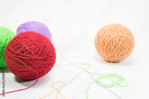 yarn ball on white background isolated