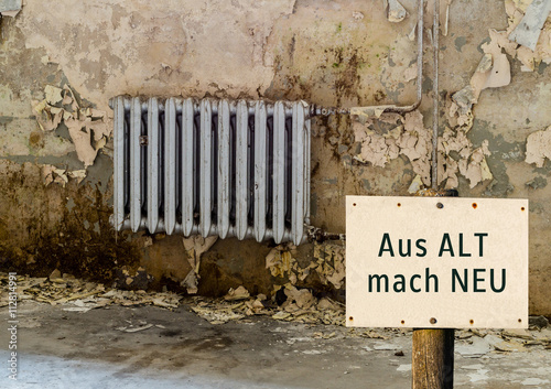 Aus Alt mach Neu Schild Heizung 