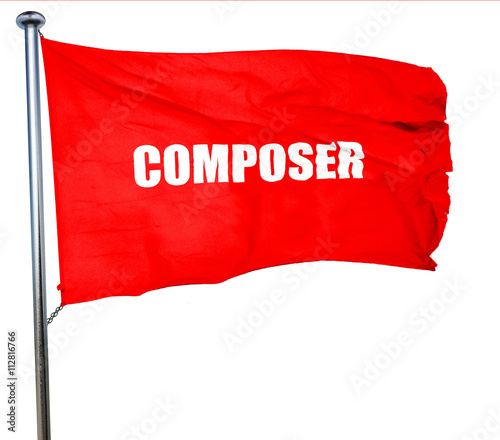 composer, 3D rendering, a red waving flag