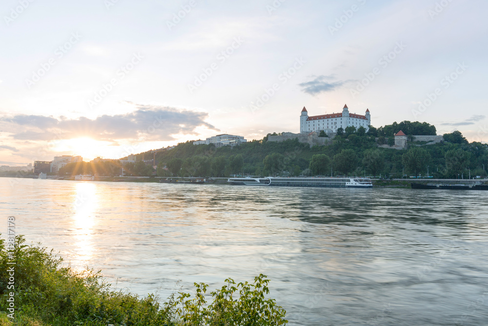 Bratislava, Slovakia - Castle and parliament, sunset view Bratislava, Slovakia - Castle and parliament, sunset view