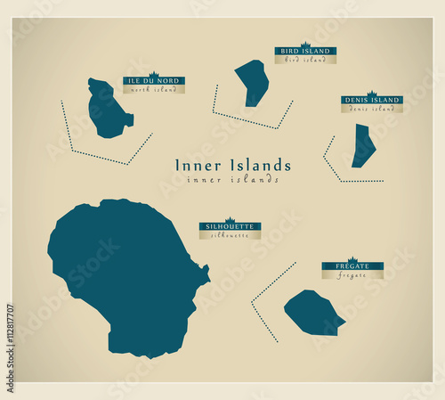 Modern Map - Inner Islands of Seychelles SC photo