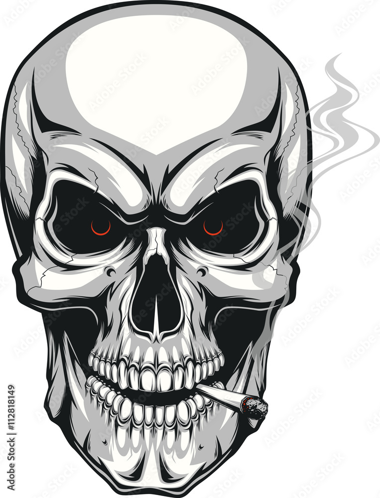 Evil skull with cigarette Stock Vector | Adobe Stock