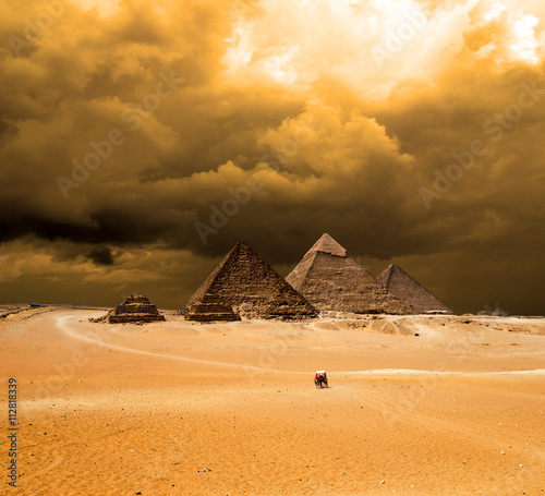 pyramids with a beautiful sky of Giza in Cairo  Egypt.