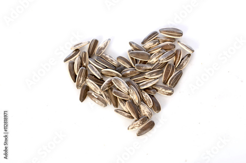 Obraz na plátně Sunflower seeds on white background , selective focus