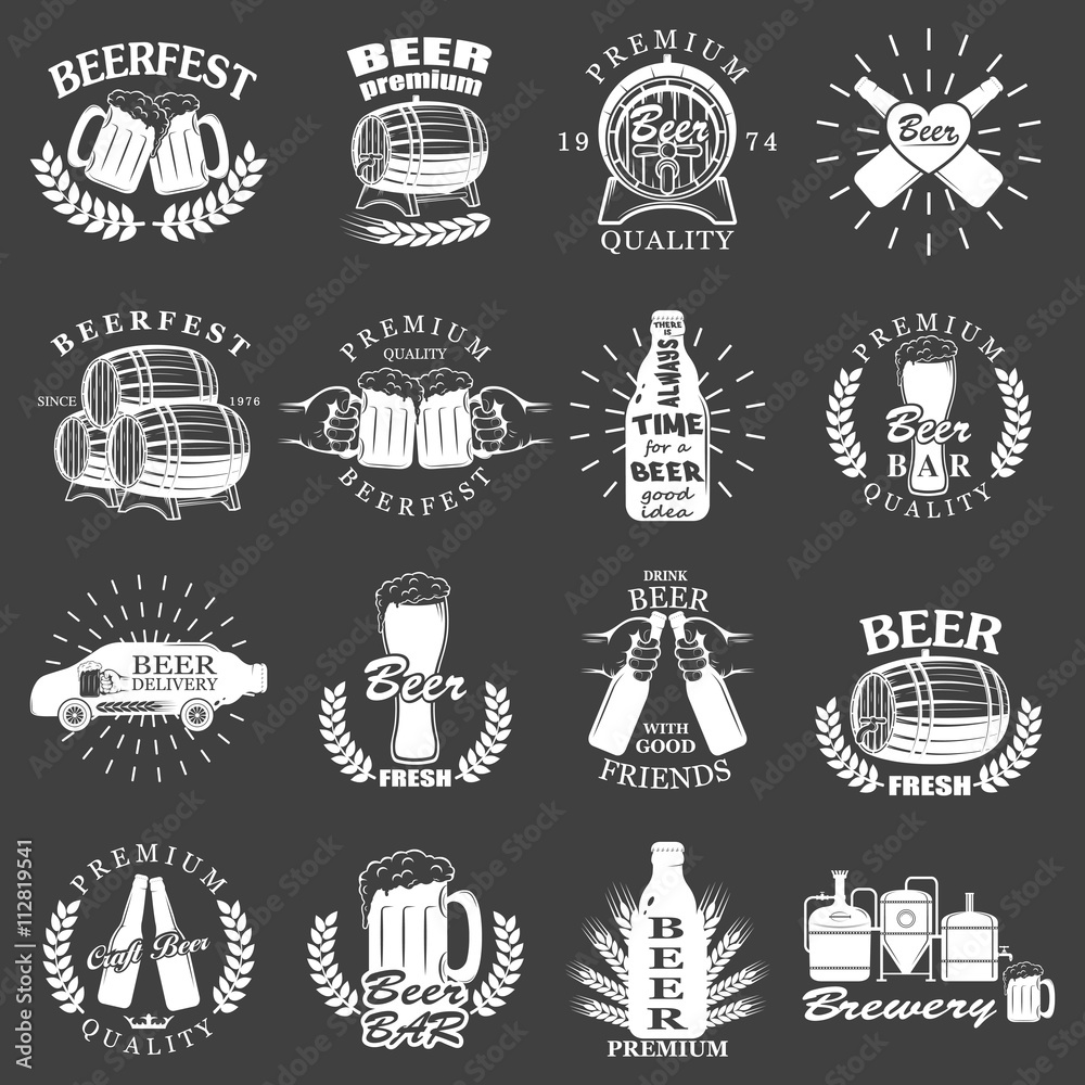 Fototapeta premium Vintage craft beer brewery emblems