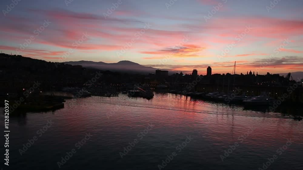 Genoa Italy morning city harbor Genoa Italy morning city harbor