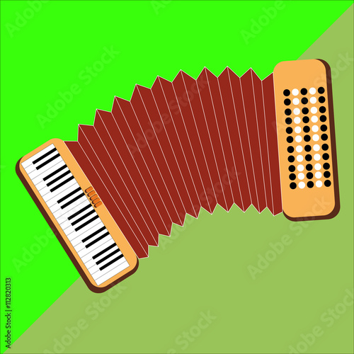 Accordion on the two-color background