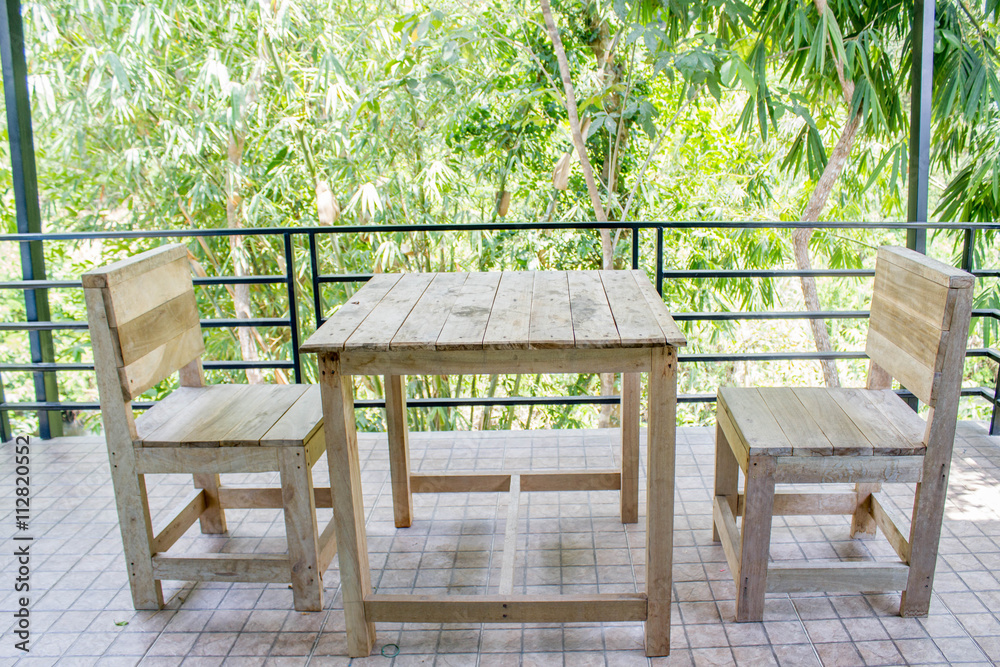 real wood table and chair