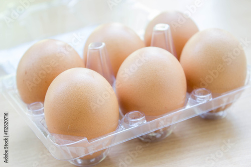 six fresh eggs in the box