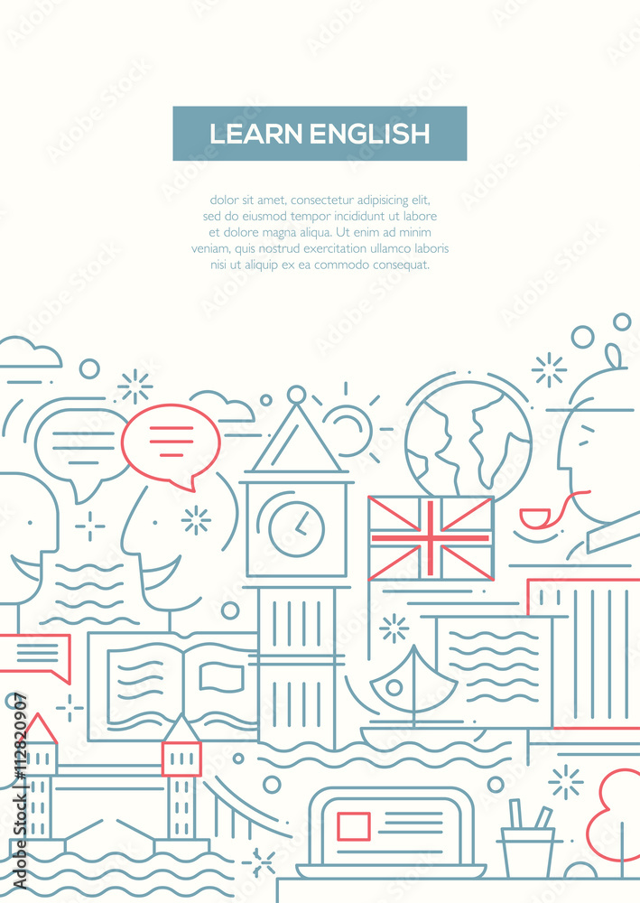 Education composition - line flat design banner Education composition - line flat design banner