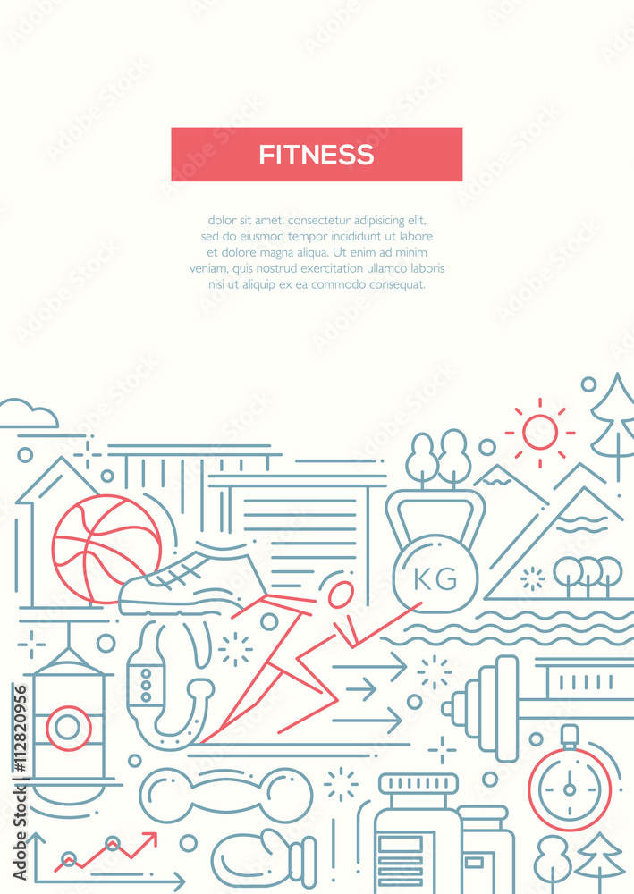 Fitness - line design composition