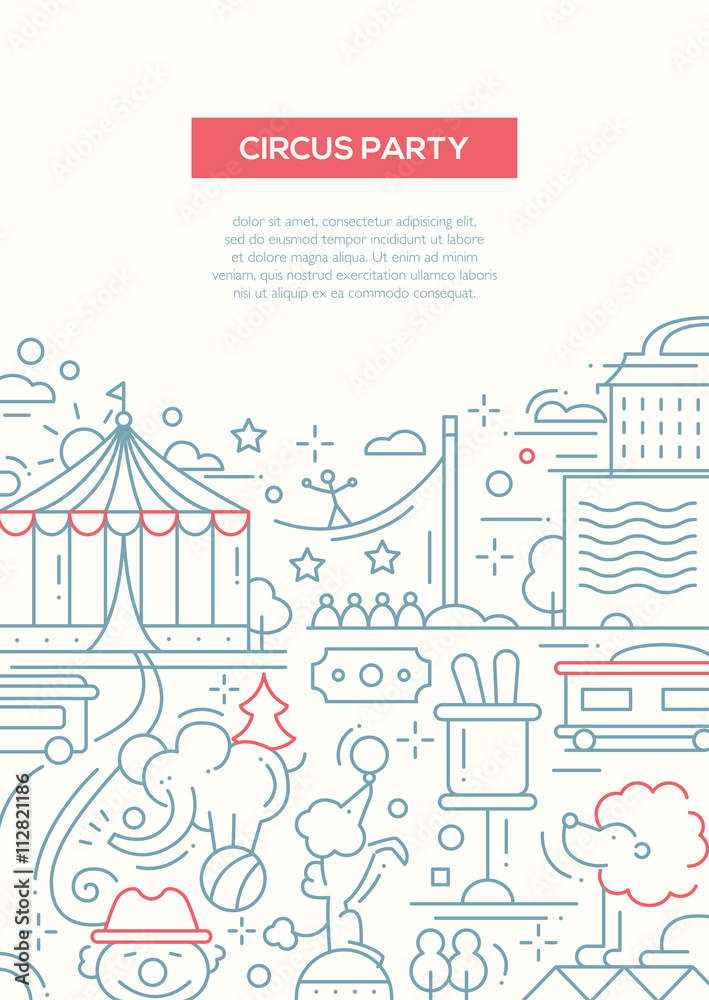 Circus, carnival party line design composition