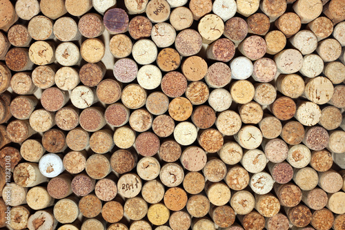 Background of used wine corks  wall of many different wine corks closeup