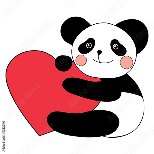 Fototapeta Naklejka Na Ścianę i Meble -  Panda with heart happy valentines day.