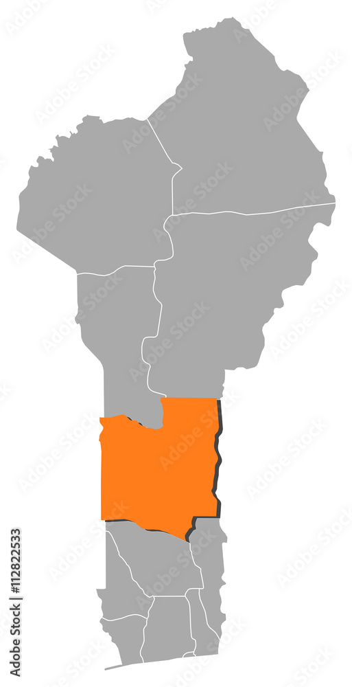 Map - Benin, Collines