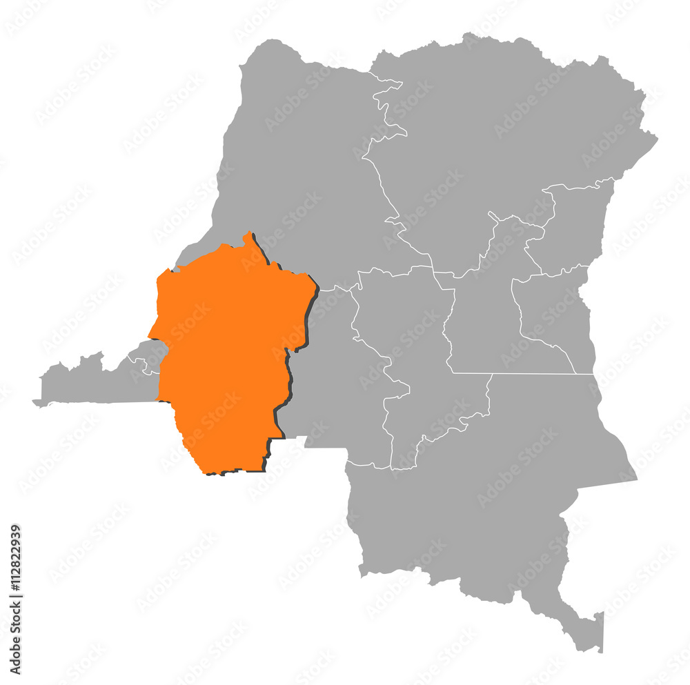 Obraz premium Map - Democratic Republic of the Congo, Bandundu