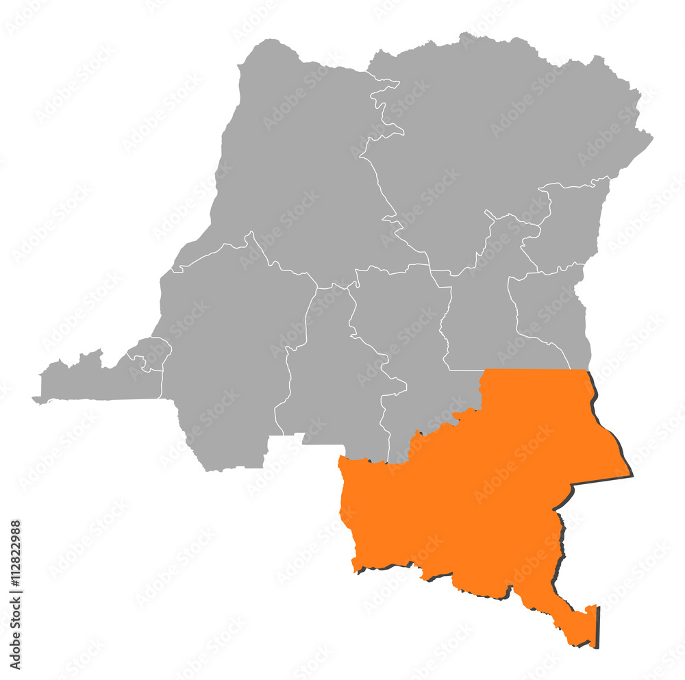 Fototapeta premium Map - Democratic Republic of the Congo, Katanga