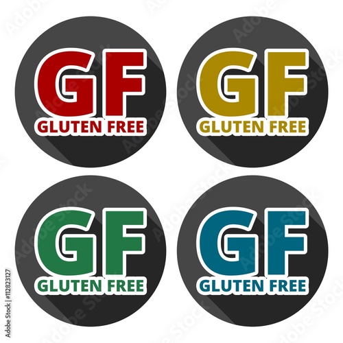Gluten free Sign icons set with long shadow