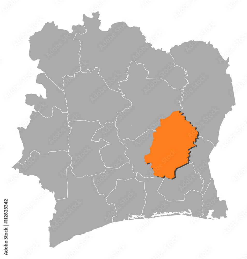 Map - Ivory Coast, N'zi-Comoé