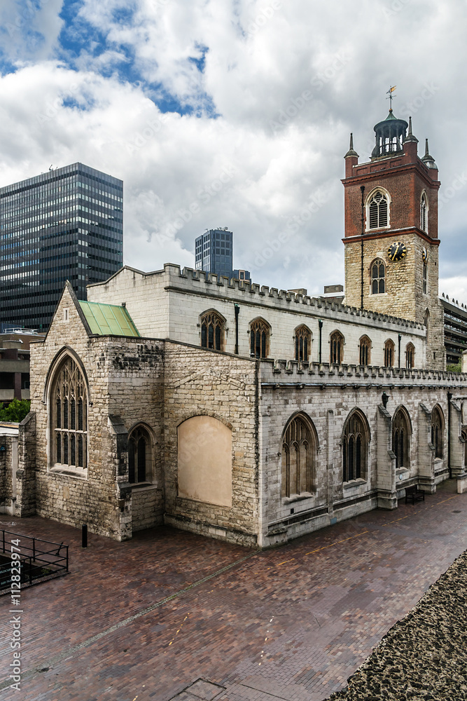 St. Giles Without Cripplegate Church. Barbican Estate, London.