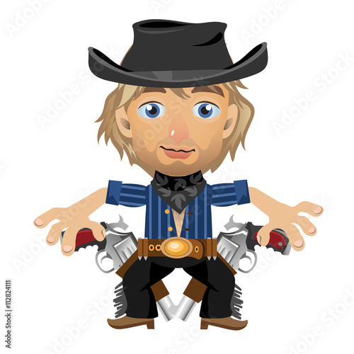 Blond guy in the hat with holster and guns