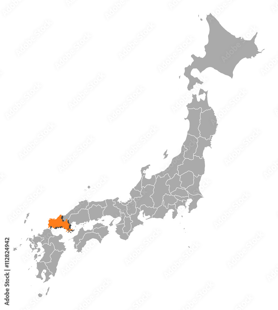 Map - Japan, Yamaguchi