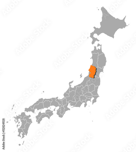 Map - Japan, Yamagata