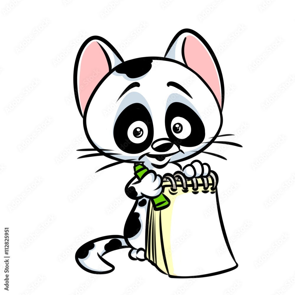 Cat notebook felt pen cartoon illustration isolated image animal character Cat notebook felt pen cartoon illustration isolated image animal character