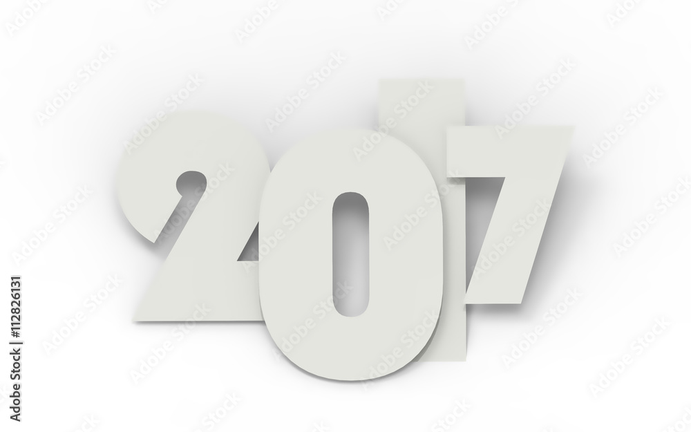 2017 New Year concept. 2017 on white background. 3D illustration 2017 New Year concept. 2017 on white background. 3D illustration